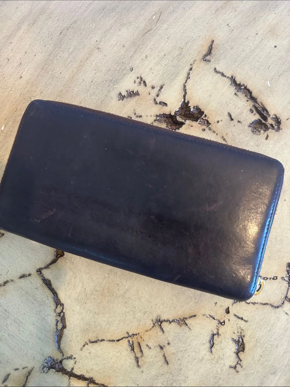 Women’s dark brown Leather Zip Wallet - Unbranded